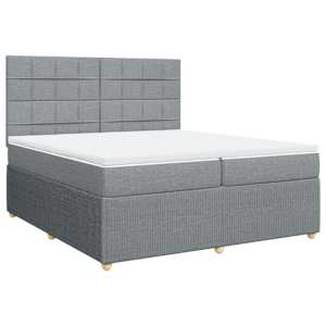 Box spring postel s matrací světle šedá 200 x 200 cm textil - obrázek 3