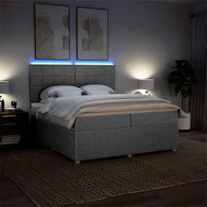 Box spring postel s matrací světle šedá 200 x 200 cm textil - obrázek 4