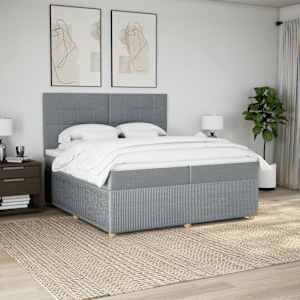 Box spring postel s matrací světle šedá 200 x 200 cm textil - obrázek 5