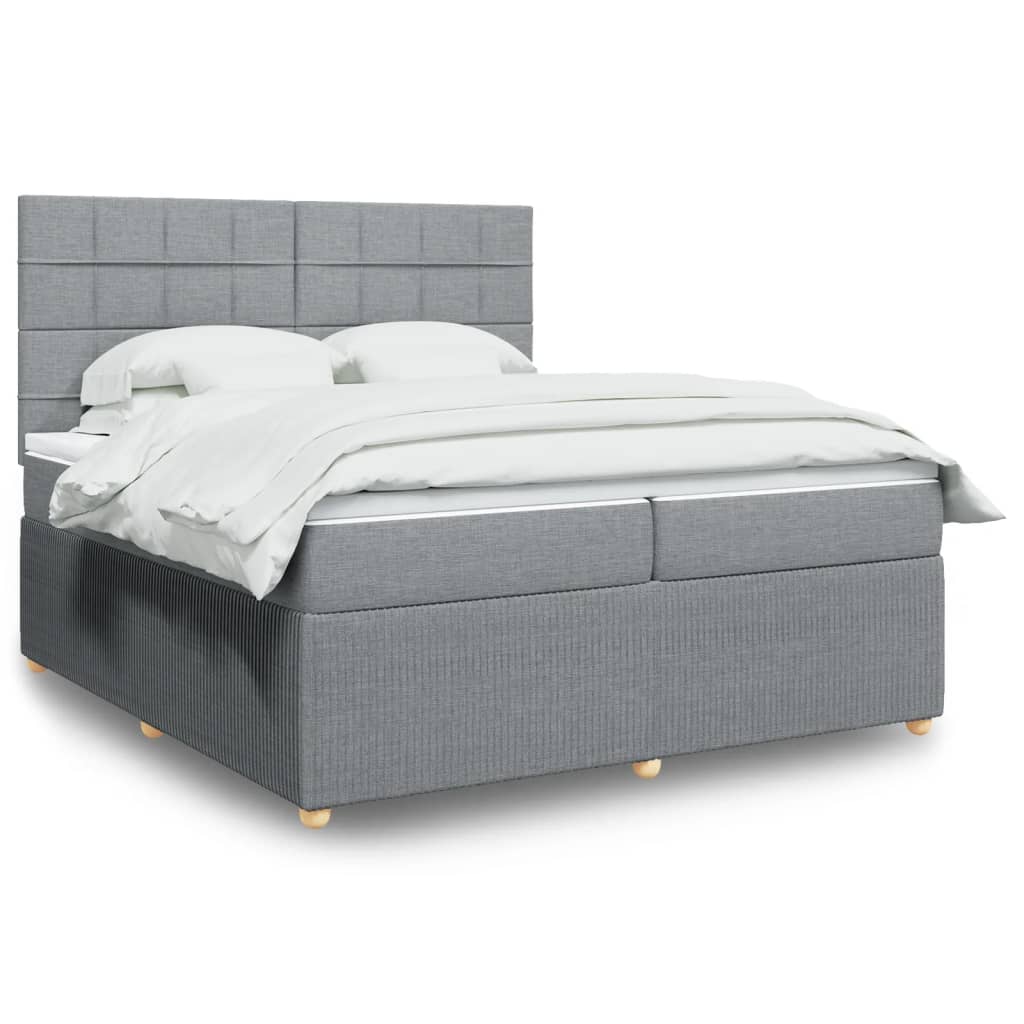 Boxspringbett mit Matratze Hellgrau 200×200 cm Stoff