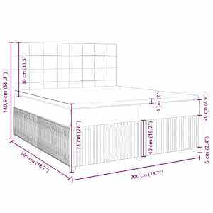 Box spring postel s matrací černá 200x200 cm textil - obrázek 18