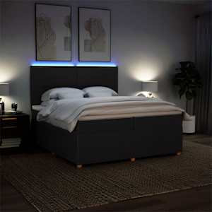 Box spring postel s matrací černá 200x200 cm textil - obrázek 4