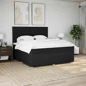 Box spring postel s matrací černá 200x200 cm textil - obrázek 1