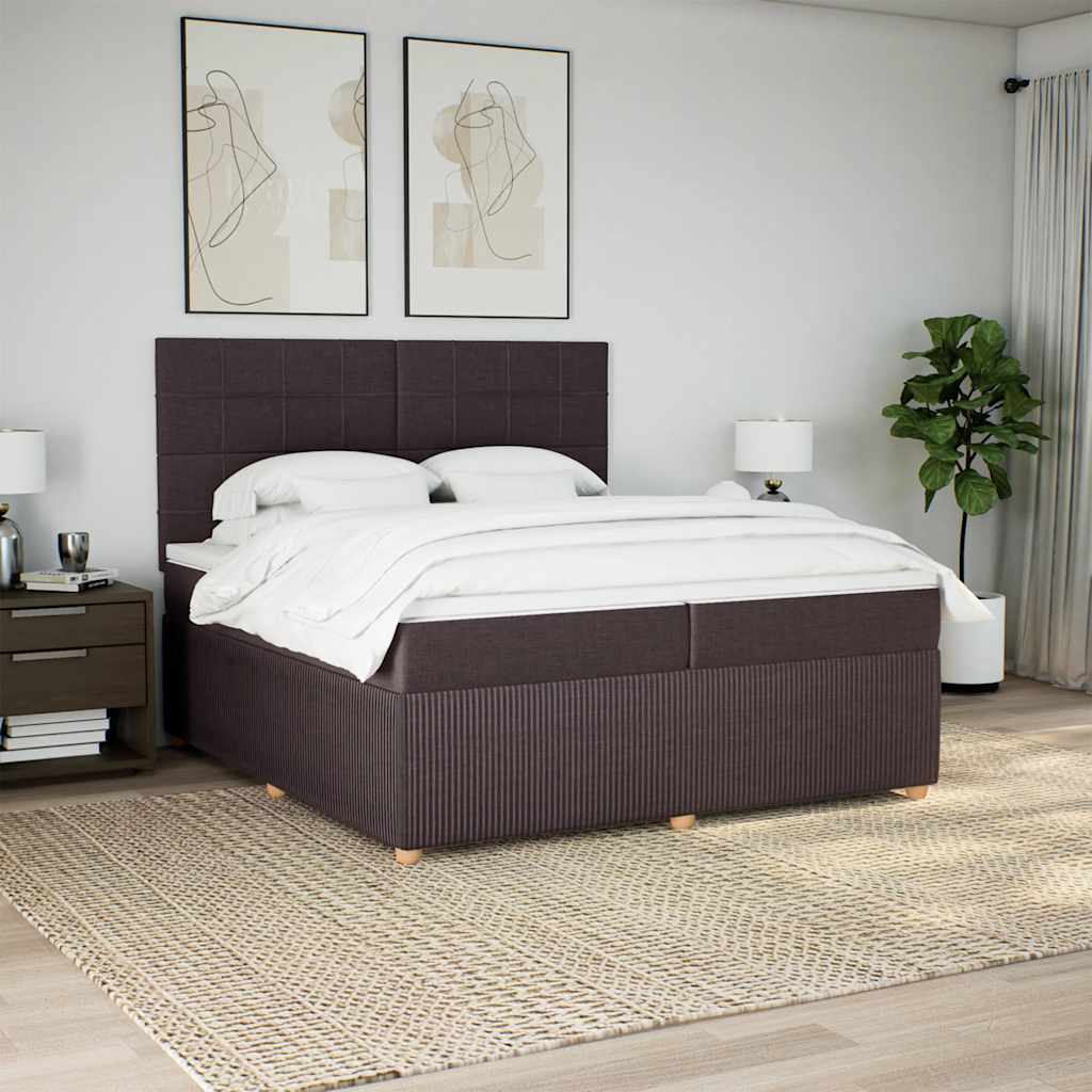 vidaXL Giroletto a Molle con Materasso Marrone Scuro 200x200cm Tessuto