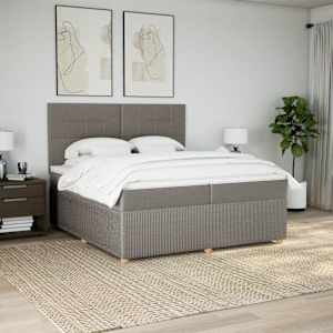 Box spring postel s matrací taupe 200x200 cm textil - obrázek 5