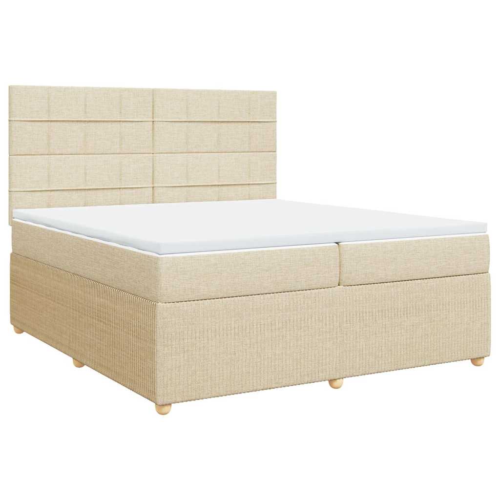 vidaXL Boxspring met matras stof crèmekleurig 200x200 cm afbeelding