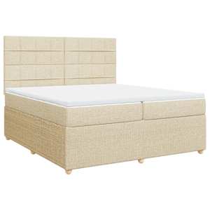 Box spring postel s matrací krémová 200x200 cm textil - obrázek 3