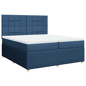 Box spring postel s matrací modrá 200x200 cm textil - obrázek 3