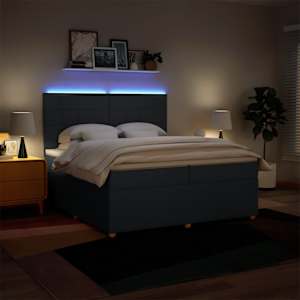 Box spring postel s matrací modrá 200x200 cm textil - obrázek 4