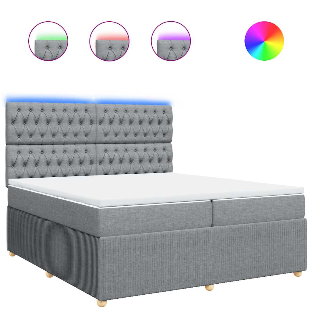 vidaXL Box spring postel s matrací světle šedá 200 x 200 cm textil