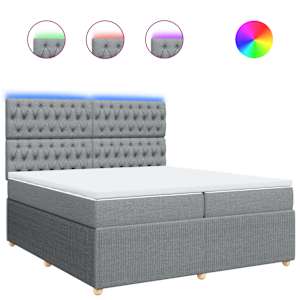 Box spring postel s matrací světle šedá 200 x 200 cm textil - obrázek 2