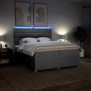 Box spring postel s matrací světle šedá 200 x 200 cm textil - obrázek 4