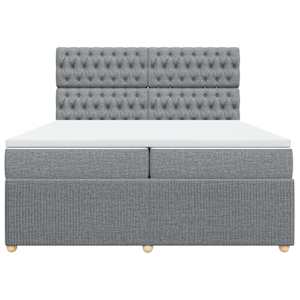 Box spring postel s matrací světle šedá 200 x 200 cm textil - obrázek 6