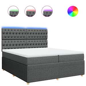 Box spring postel s matrací tmavě šedá 200x200 cm textil - obrázek 2