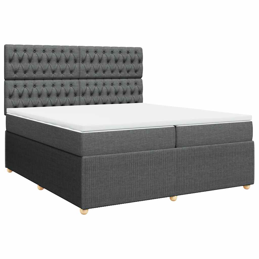 vidaXL Boxspring met matras stof donkergrijs 200x200 cm afbeelding