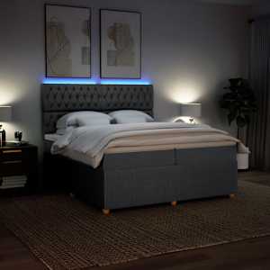 Box spring postel s matrací tmavě šedá 200x200 cm textil - obrázek 4