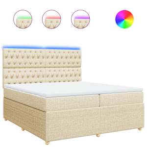Box spring postel s matrací krémová 200x200 cm textil - obrázek 2