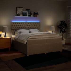 Box spring postel s matrací krémová 200x200 cm textil - obrázek 4