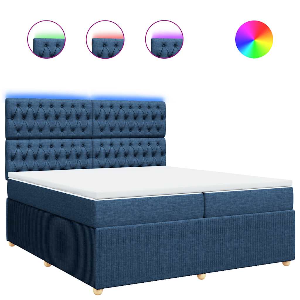 vidaXL Box spring postel s matrací modrá 200x200 cm textil