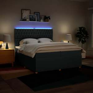 Box spring postel s matrací modrá 200x200 cm textil - obrázek 4