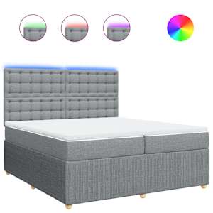 Box spring postel s matrací světle šedá 200 x 200 cm textil - obrázek 2