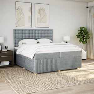 Box spring postel s matrací světle šedá 200 x 200 cm textil - obrázek 5