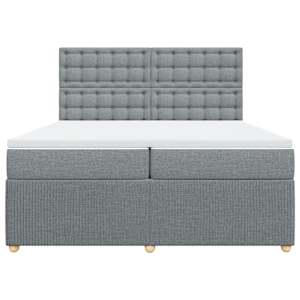 Box spring postel s matrací světle šedá 200 x 200 cm textil - obrázek 6