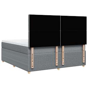 Box spring postel s matrací světle šedá 200 x 200 cm textil - obrázek 8