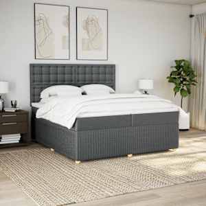 Box spring postel s matrací tmavě šedá 200x200 cm textil - obrázek 5