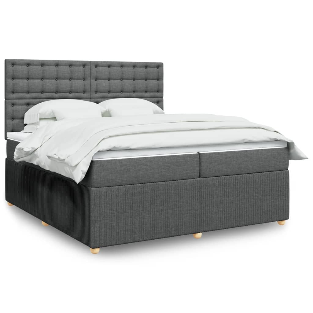 Boxspringbett mit Matratze Dunkelgrau 200×200 cm Stoff