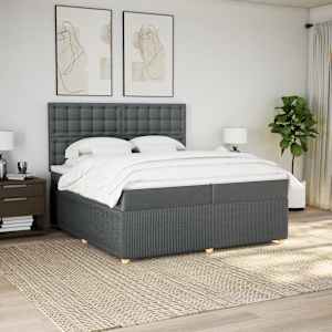 Box spring postel s matrací tmavě šedá 200x200 cm textil - obrázek 1