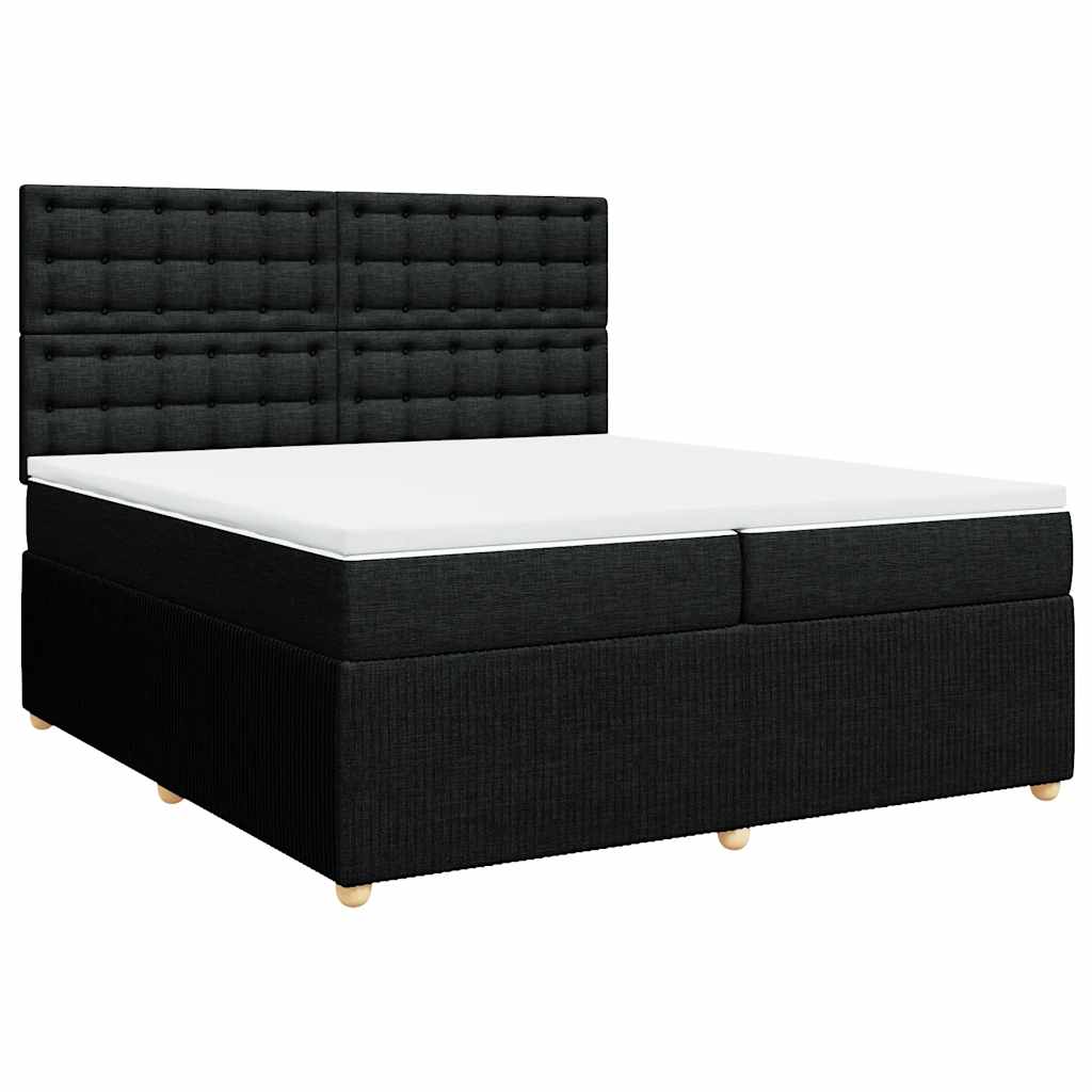 vidaXL Boxspring met matras stof zwart 200x200 cm afbeelding