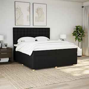 Box spring postel s matrací černá 200x200 cm textil - obrázek 5