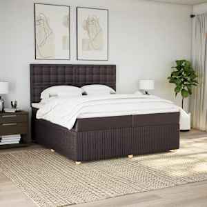 Box spring postel s matrací tmavě hnědá 200x200 cm textil - obrázek 1