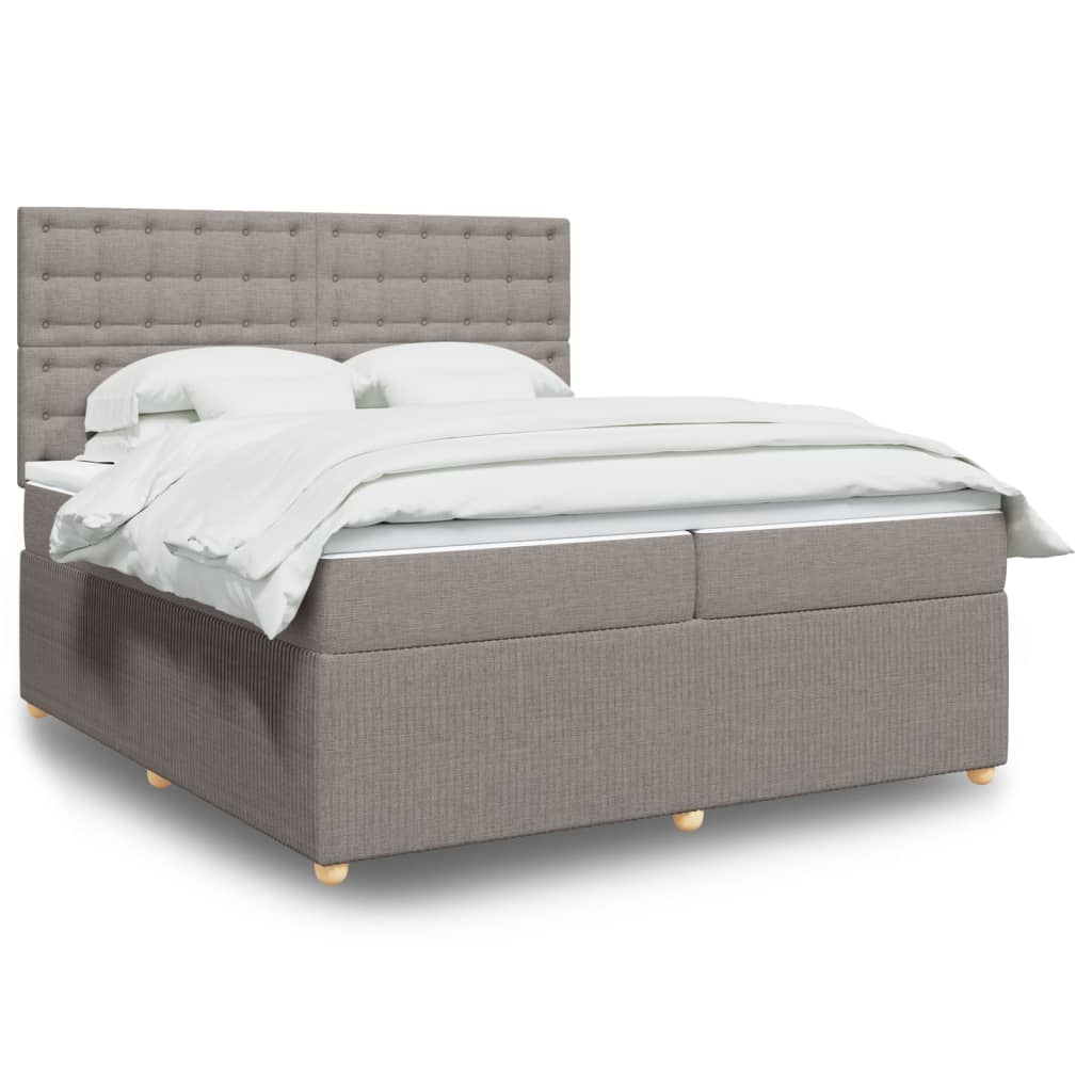 vidaXL Boxspringbett mit Matratze Taupe 200x200 cm Stoff