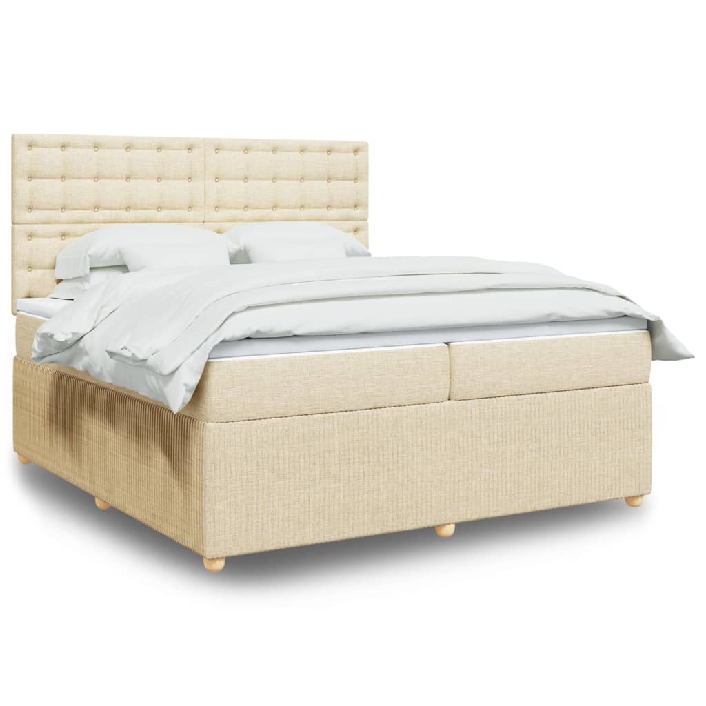 Boxspringbett mit Matratze Creme 200×200 cm Stoff