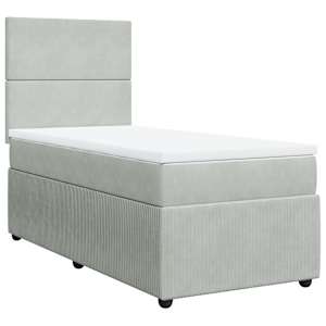 Box spring postel s matrací světle šedá 80 x 200 cm samet - obrázek 3