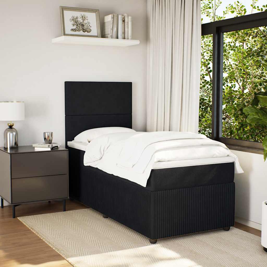 vidaXL Giroletto a Molle con Materasso Nero 80x200 cm in Velluto
