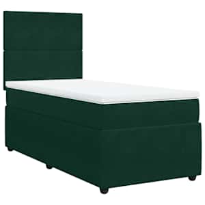 Box spring postel s matrací tmavě zelená 80 x 200 cm samet - obrázek 3