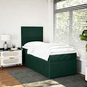 Box spring postel s matrací tmavě zelená 80 x 200 cm samet - obrázek 5