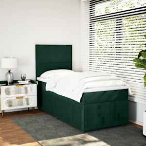 Box spring postelja z vzmetnico temno zelena 80x200 cm žamet