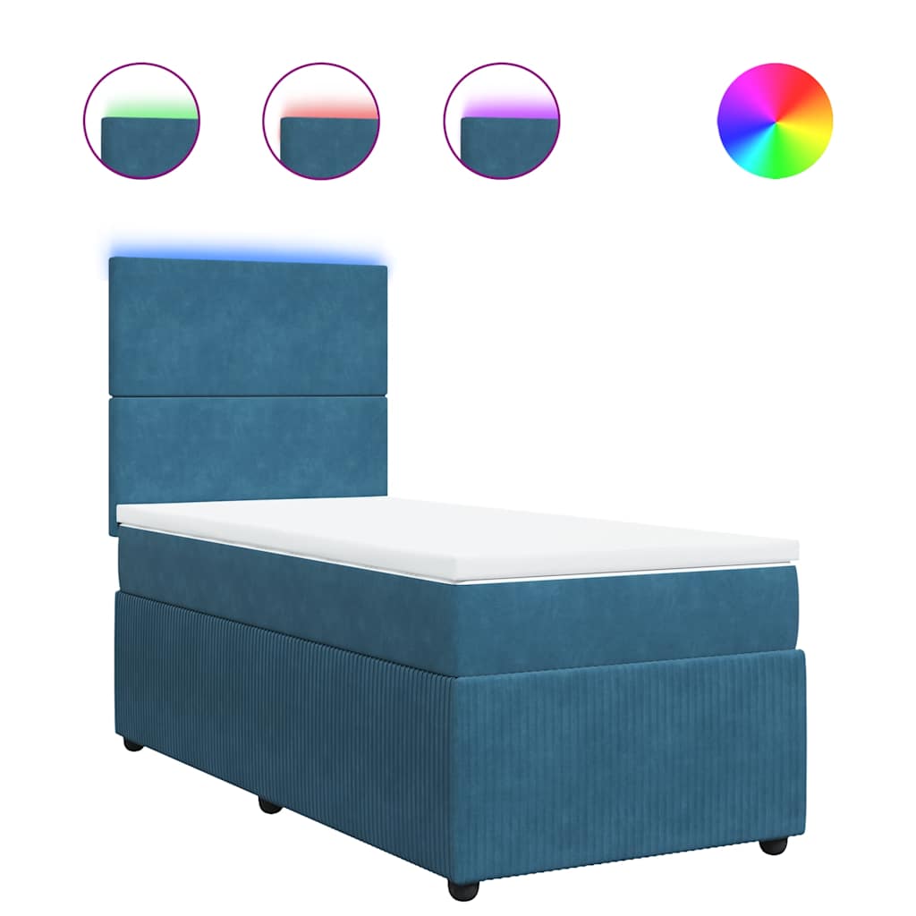 Thumbnail - vidaXL Boxspringbett mit Matratze Blau 80x200 cm Samt