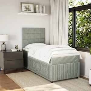 Box spring postelja z vzmetnico svetlo siva 80x200 cm žamet
