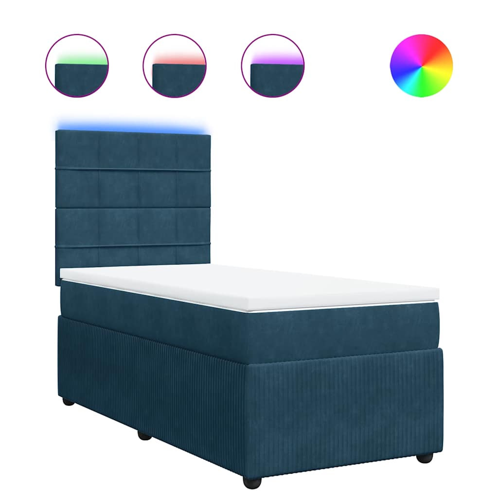 Thumbnail - vidaXL Boxspringbett mit Matratze Blau 80x200 cm Samt