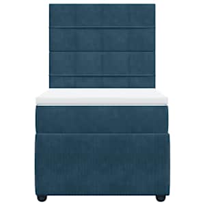 Box spring postel s matrací modrá 80 x 200 cm samet - obrázek 6