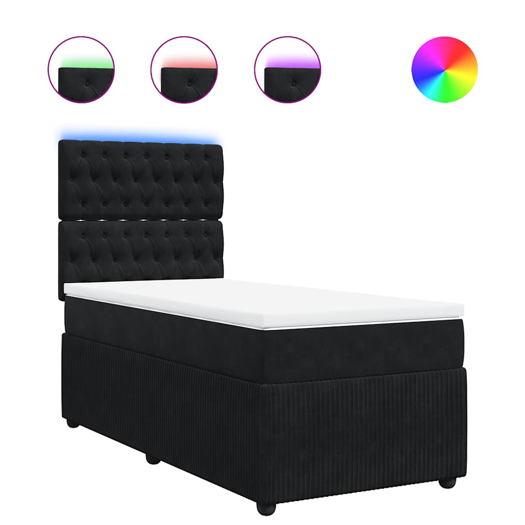 Thumbnail - vidaXL Boxspringbett mit Matratze Schwarz 80x200 cm Samt