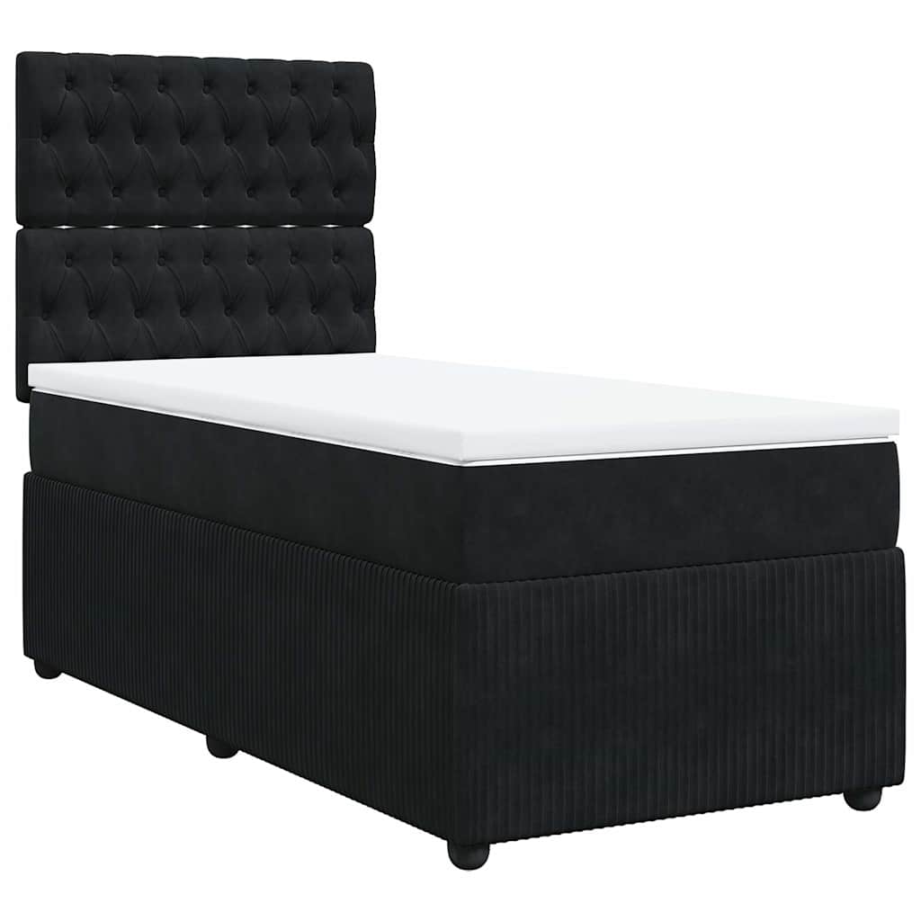 Thumbnail - vidaXL Boxspringbett mit Matratze Schwarz 80x200 cm Samt