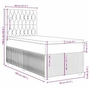 Box spring postel s matrací černá 80 x 200 cm samet - obrázek 18