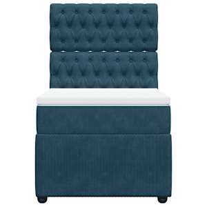 Box spring postel s matrací modrá 80 x 200 cm samet - obrázek 6
