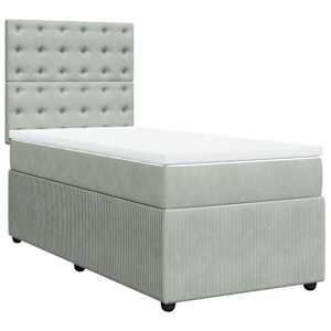 Box spring postel s matrací světle šedá 80 x 200 cm samet - obrázek 3